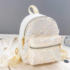 Fashionable Kids Casual Backpack With Small Flowers And Sequins