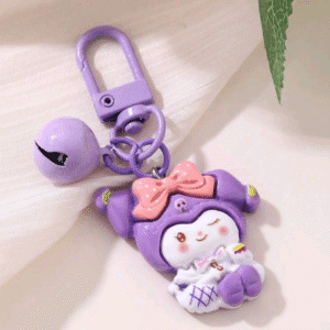 Sanrio 1 Pc Cute Sanrio Brand Jingle Bell Car Keychain, Resin Ornament Bag Charm Accessory
