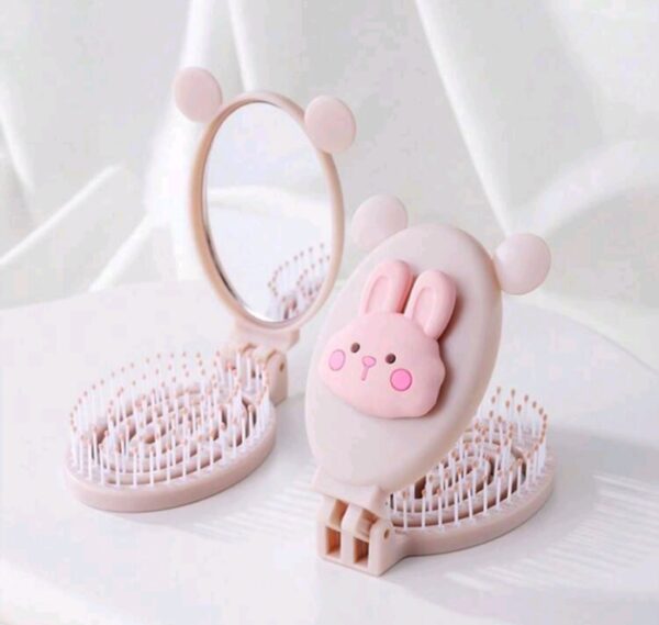 1pc Portable Folding Pet Design Comb With Mini Mirror And Massage Function, Hollow Out Dual-Use Hair Comb For Wet And Dry Hair, Easy To Carry Hair Brush,Hair Brush,Comb,Hair Tools,Hair Products And Accesories For Barber Salon Beauty Travel Essentials