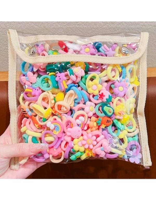 20pcs Randomly Shipped Hair Ties For Girls, Bowknots, Flowers, Cartoon Animals, Stars, Rainbow & Princess Themed Cute - Image 2