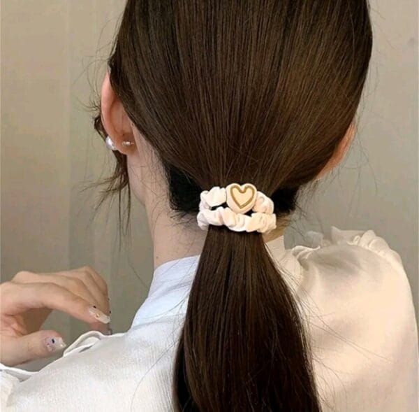 5/10PCS New Coffee Color Love Pendent Hair Tie, Girl Cute Bowknot Hair Tie Elastic Rubber Hair Bands Hair Accessories For Women, Ideal Choice For Gifts Valentine's Day - Image 2