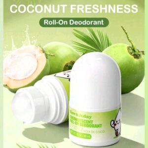 SlowSunday Deodorant Roll-On for Women & Men, Fresh &Coconut Peach Paraben Free Certified Cruelty Free & Vegan Deodorant - Prevents Odor Up to 25 Hours