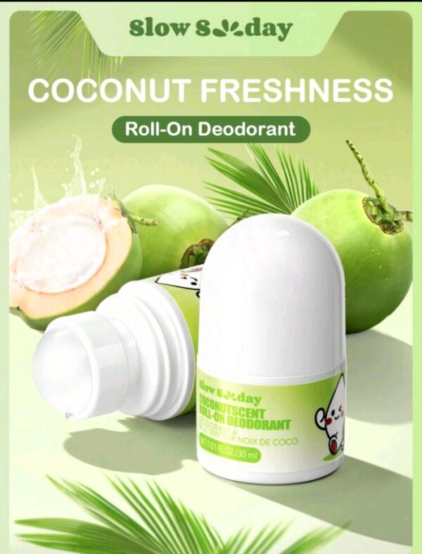 SlowSunday Deodorant Roll-On for Women & Men, Fresh &Coconut Peach Paraben Free Certified Cruelty Free & Vegan Deodorant - Prevents Odor Up to 25 Hours