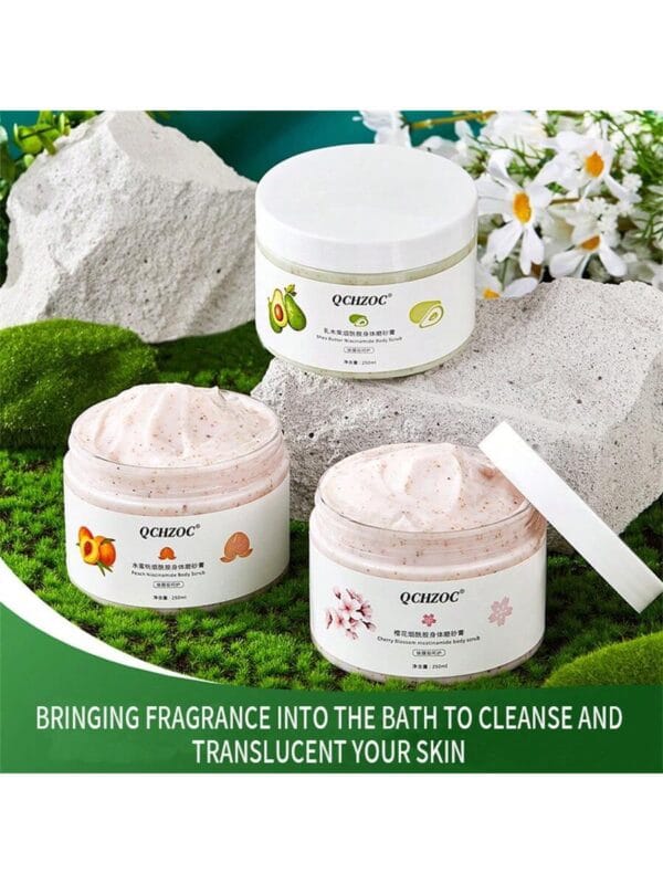 300g/Pc Sakura Fragrance Body Scrub, Delicate Scrub Particles To Exfoliate And Soften Rough Keratin, Anti-Wrinkle, Pore Cleansing, Brightening, Moisturizing & Nourishing