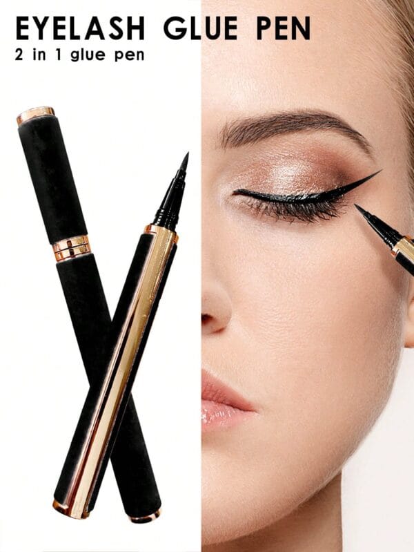 New Black Velvet Self-Adhesive False Eyelashes 2 In 1 Glue Pen, High Viscosity & Non-Smudging, Glue Free, 1pc