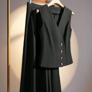 Clasi Sleeveless Vest & Skirt Suit Set, Suitable For Spring & Summer
