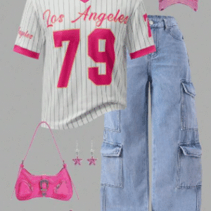 Teen Girls Number & Stripe Print Short Sleeve Casual Street Style Volleyball Tee