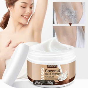 ROZINO 50g Coconut Hair Removal Cream, Painless & Non-Irritating, Fast-Acting, Hypoallergenic, Alcohol-Free for Body, Legs, Armpits, Intimate Areas, Suitable for Normal Skin