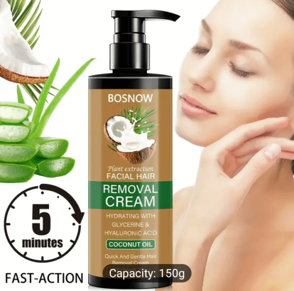 [150g Coconut Oil Hair Removal] Painless Fast 150g Coconut Oil Hair Removal Cream | Gentle Non Irritating for Men and Women | Smooth Refreshing Skin Rebuilding Confidence Silky Smooth