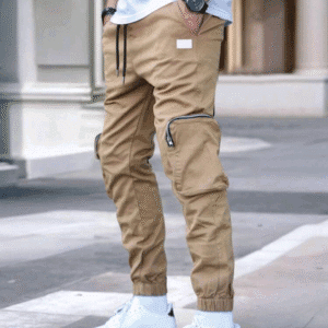 Manfinity Homme Men's Casual Street 3D Pockets Jogger Cargo Pants,Perfect As Gifts For Boyfriends Or Husbands,Men's Solid Waistband Loosely Drawn Hiking Trousers With A Zipped Three-Pack Design On Both Sides, Suitable For Everyday Outdoor Hiking Streetwear Men Pants Cargo Pants For Men