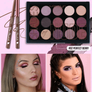 Misslyn 15color Eyeshadow 02& Eyeliner Set, Waterproof, Volumizing, Buildable, Creates Full, Voluminous-Looking Brows, , Pigmented Matte & Shimmer Shades, Long Lasting, Blendable Powder, Natural Colors, Rich Colors With Velvety Texture