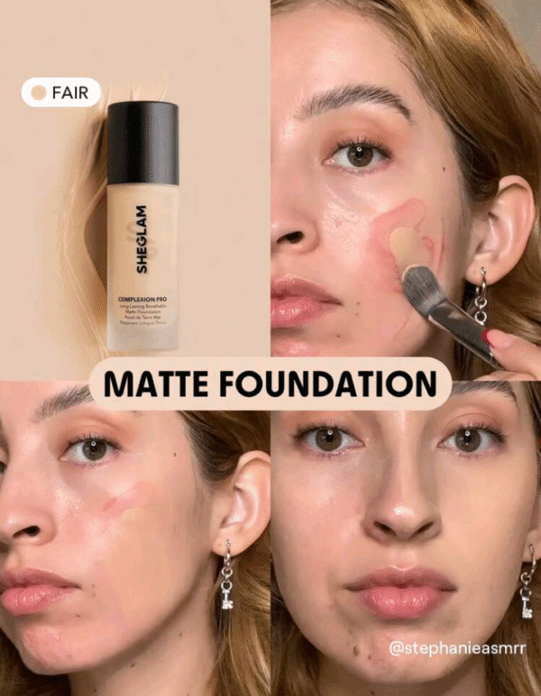 SHEGLAM Complexion Pro Long Lasting Breathable Matte Foundation-Fair Matte Sweat-Proof Foundation Oil Control Full Coverage Pore-Less Concealer Waterproof Flawless Non-Fading Weightless Liquid Foundation Christmas Winter Foundation Easter Mother's Day Father's Day Graduation Birthday Holiday Winter Y2K Fancy Fashion Makeup Cosmetic Party Beach Travel Camping Outdoors School Campus Trip Festivals Decor Gift Present Rose Girl Cosplay Best Color Charm Vibe