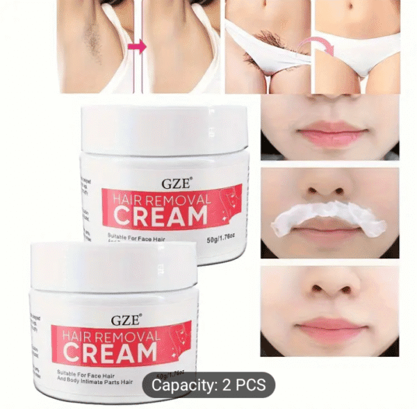 2pcs Gentle Hair Removal Cream for Women - Alcohol-Free, Effective on Face, Body & Intimate Areas, Leaves Skin Smooth