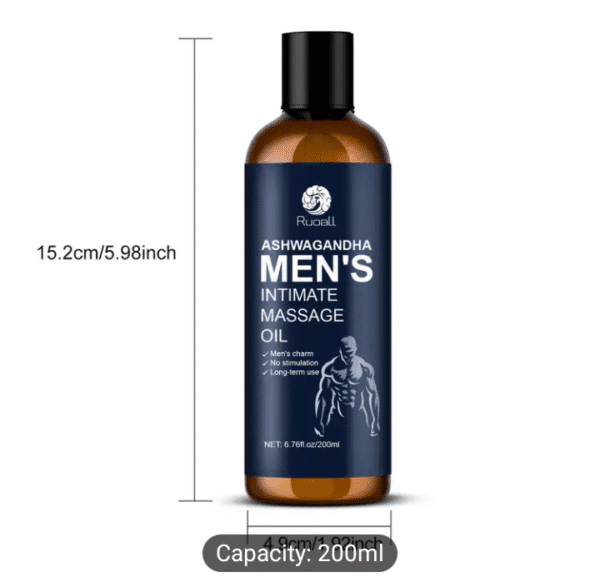 Rubell Ashwagandha Men'S Intimate Oil, Non-Stimulating, Long-Lasting, Unscented, Deep Moisturizing, Nourishing Body Oil for All Skin Types, Intimate Body Oil | Glycerin Base | Alcohol Free Oil