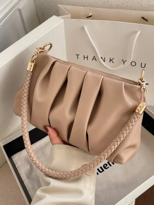 Vintage Bag, Winter Bag, Fashion Pleated Pu Leather Shoulder Bag, Women's Handbag, Crossbody Bag, Suitable For Girls, Students, White-Collar Workers, Commuting, Daily Collocation, Leisure, Shopping, Travel, Gifts.